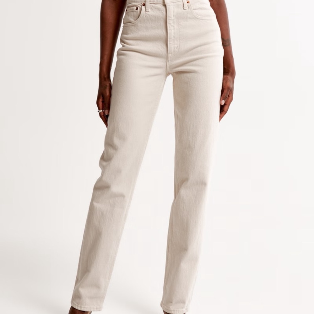 Abercrombie & Fitch Cream Straight Leg Jeans